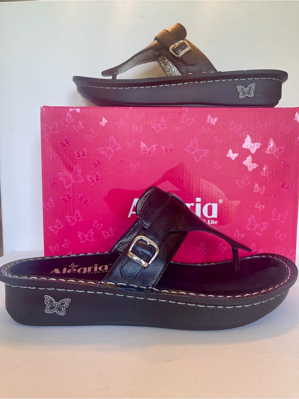 NIB ALEGRIA KENNEDI LEATHER SUEDE PODIATRIC BLACK SANDAL SIZE EU 42 /US. 11.5-12 - Picture 1 of 14
